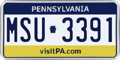 PA license plate MSU3391