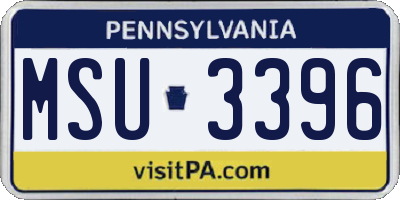 PA license plate MSU3396