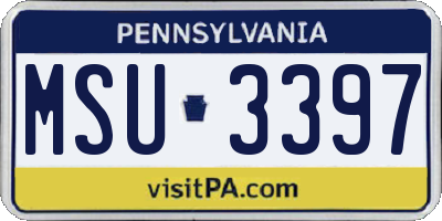 PA license plate MSU3397