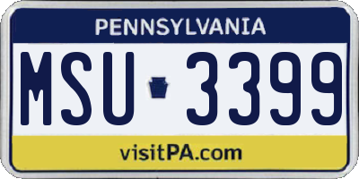 PA license plate MSU3399