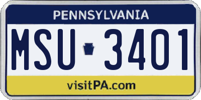 PA license plate MSU3401