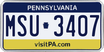 PA license plate MSU3407