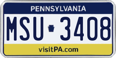 PA license plate MSU3408