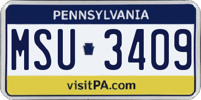 PA license plate MSU3409
