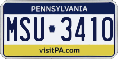 PA license plate MSU3410