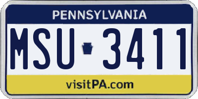 PA license plate MSU3411