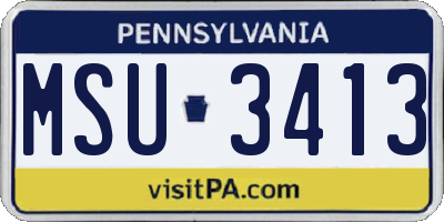 PA license plate MSU3413
