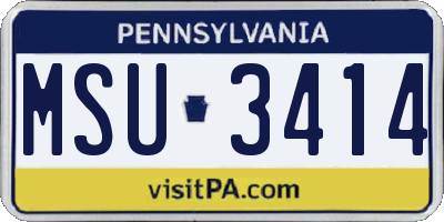 PA license plate MSU3414