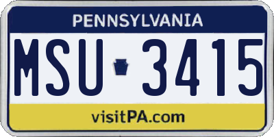 PA license plate MSU3415