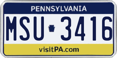 PA license plate MSU3416