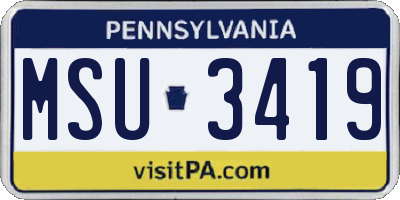 PA license plate MSU3419