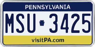 PA license plate MSU3425