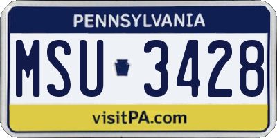PA license plate MSU3428