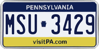 PA license plate MSU3429