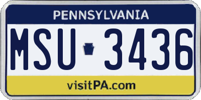 PA license plate MSU3436