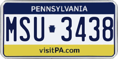 PA license plate MSU3438