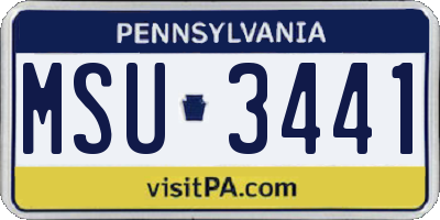 PA license plate MSU3441
