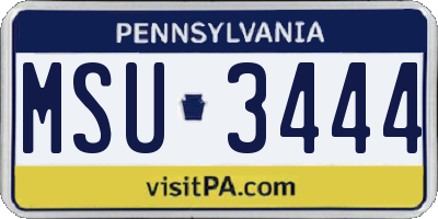 PA license plate MSU3444