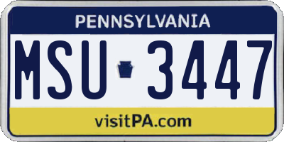 PA license plate MSU3447