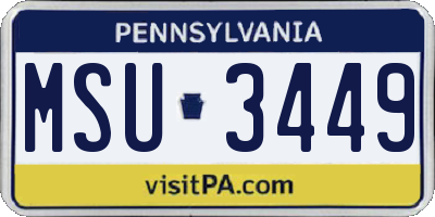 PA license plate MSU3449