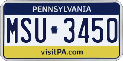 PA license plate MSU3450