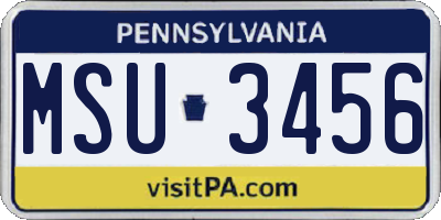 PA license plate MSU3456
