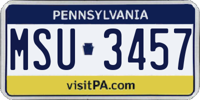 PA license plate MSU3457