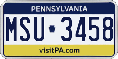 PA license plate MSU3458