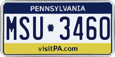 PA license plate MSU3460