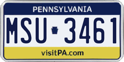 PA license plate MSU3461