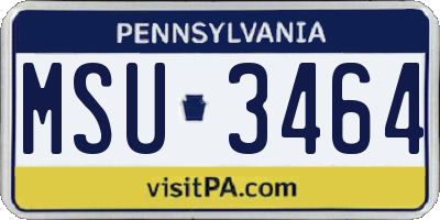 PA license plate MSU3464