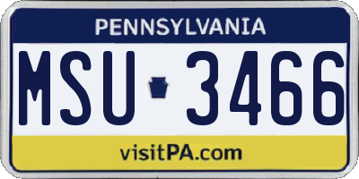 PA license plate MSU3466