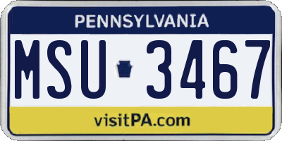PA license plate MSU3467
