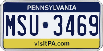 PA license plate MSU3469