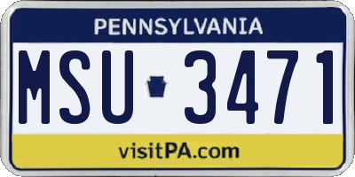 PA license plate MSU3471