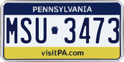 PA license plate MSU3473