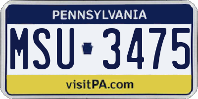 PA license plate MSU3475