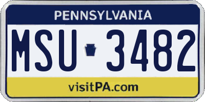 PA license plate MSU3482