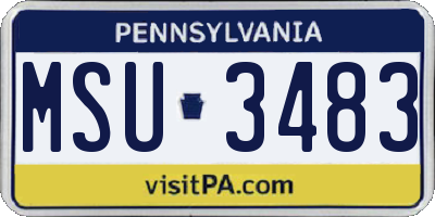 PA license plate MSU3483