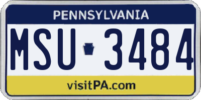 PA license plate MSU3484