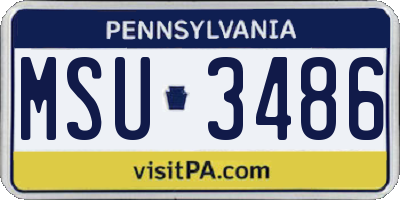 PA license plate MSU3486