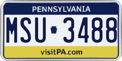PA license plate MSU3488