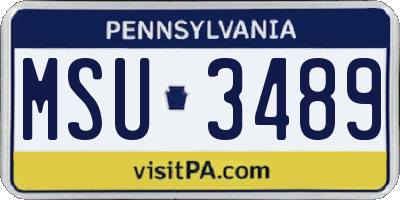 PA license plate MSU3489
