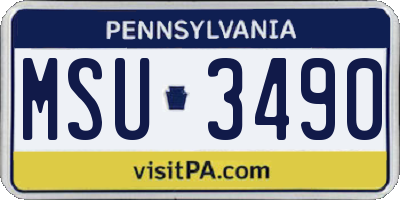 PA license plate MSU3490