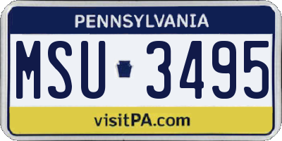 PA license plate MSU3495