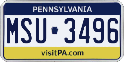 PA license plate MSU3496
