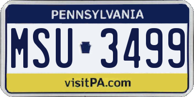 PA license plate MSU3499