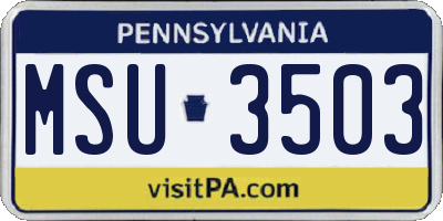 PA license plate MSU3503