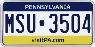 PA license plate MSU3504