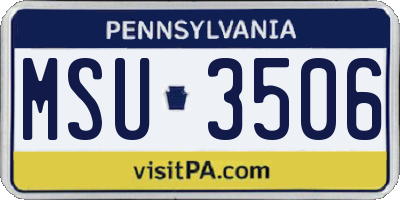 PA license plate MSU3506